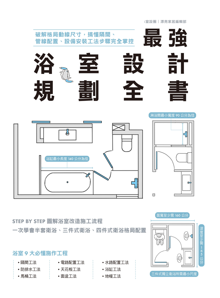 最強浴室設計規劃全書:破解格局動線尺寸,搞懂隔間、管線配置、設備安裝工法步驟完全掌控